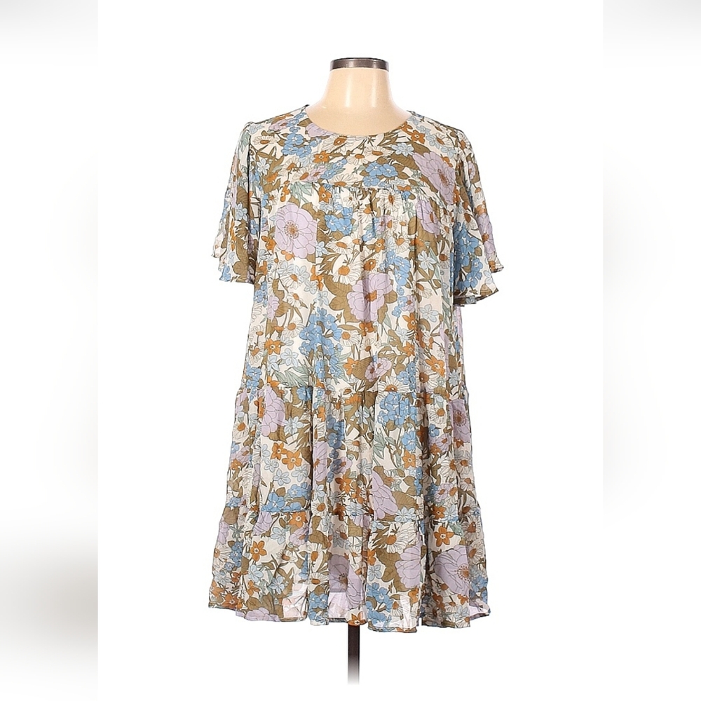 Entro Floral Short Sleeve Dress Large